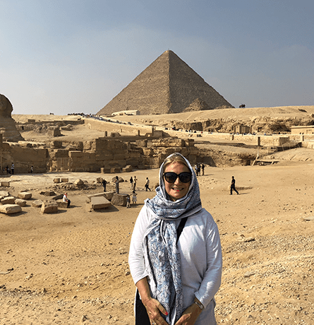 Gretchen Stein With The Pyramid In a Desert