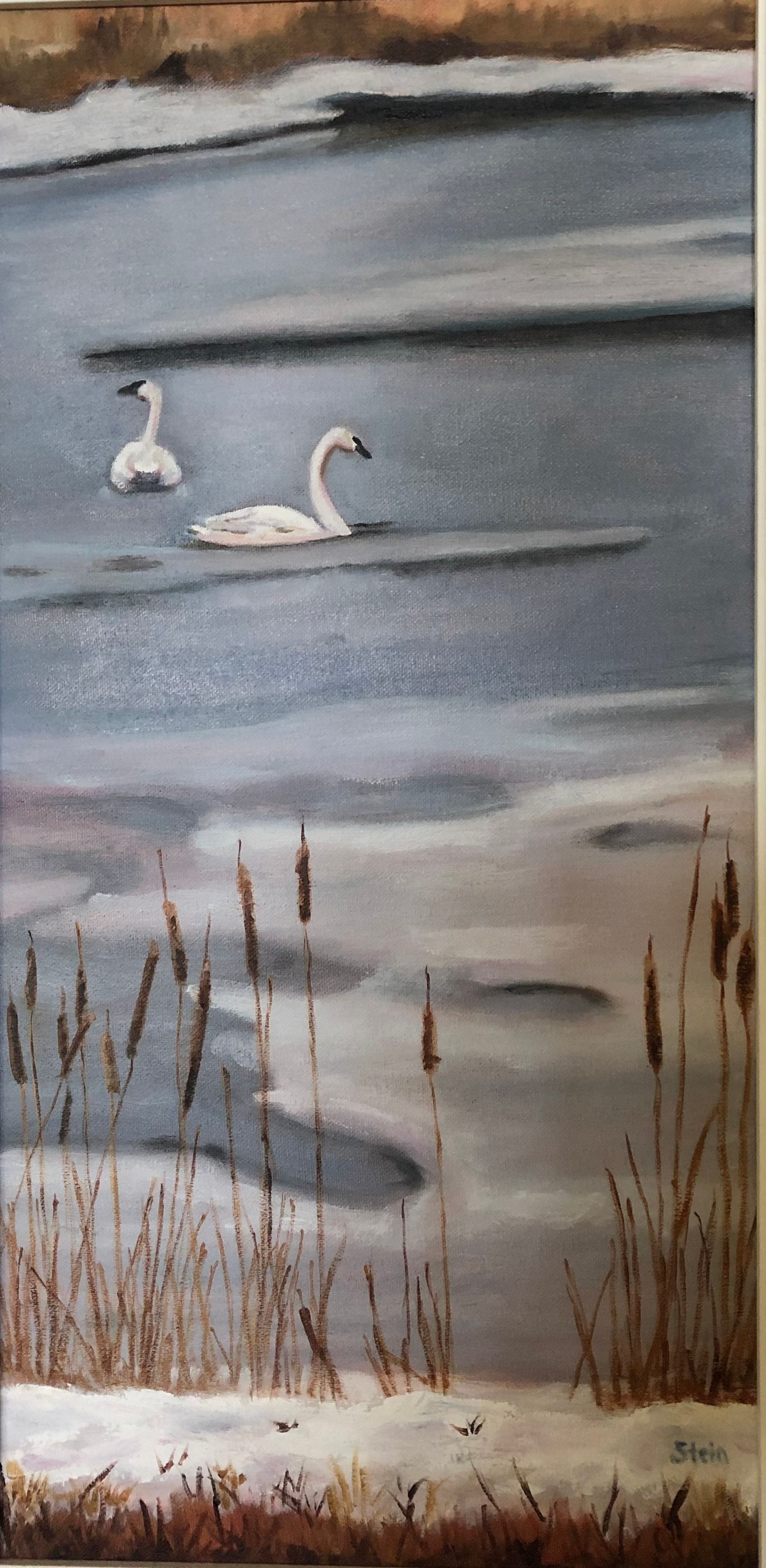 Swans In The Water Painting