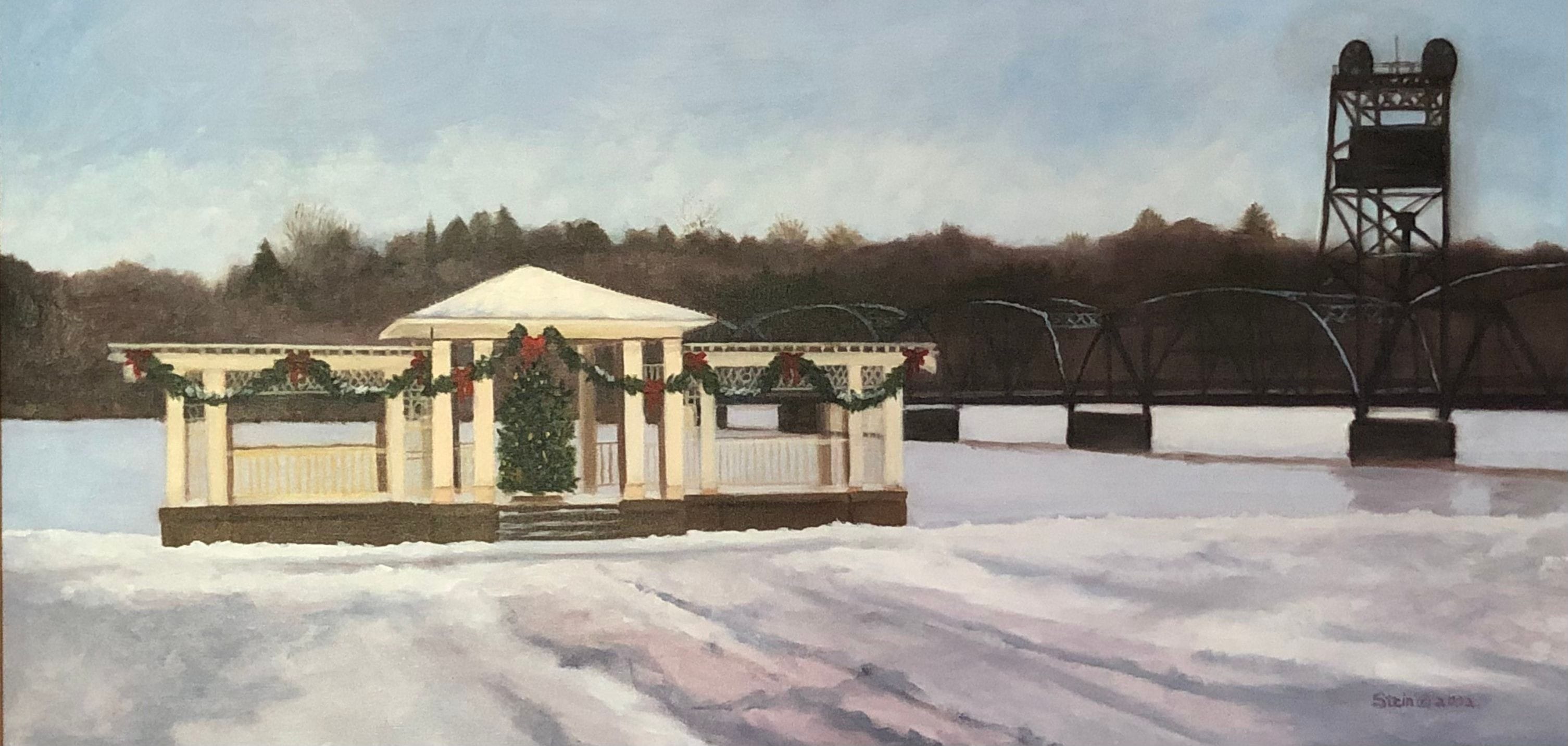A Building In A Snow Painting