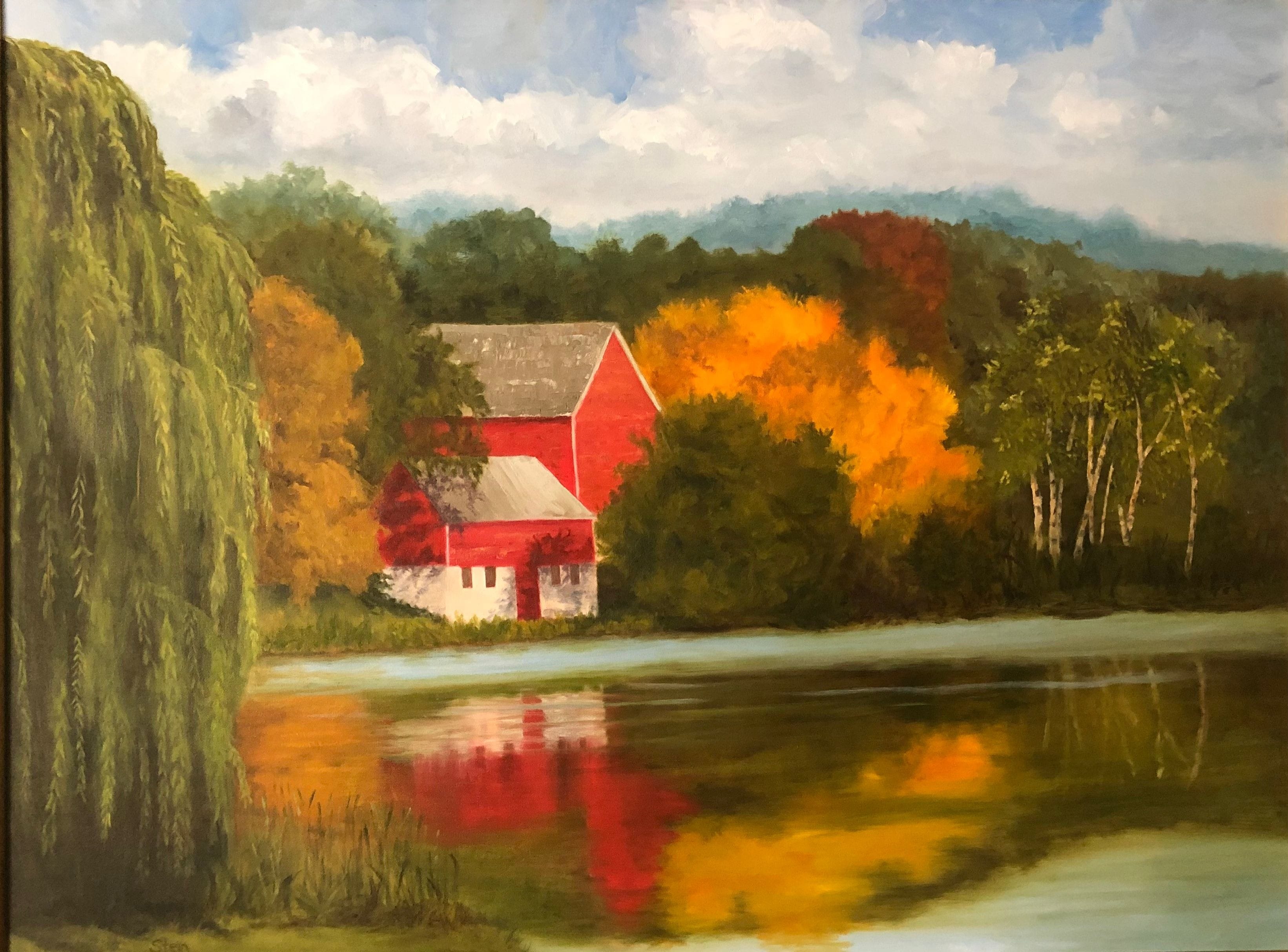 House Across The Lake Painting